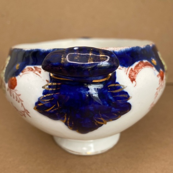 Vtg Bishop & Stonier Repton 2 Handled Dish Imperial Porcelain Cobalt Flowers - Picture 4 of 10